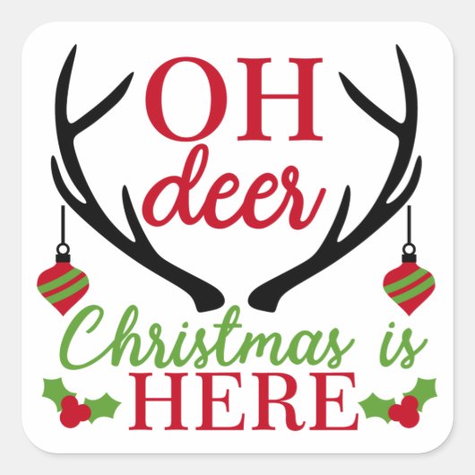 Oh Deer Kerstmis Vierkante Sticker (Voorkant)
