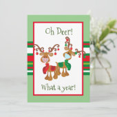 OH Deer kerstrenrendiermasker 2021 Feestdagenkaart (Staand voorkant)