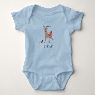 OH DEER - Kute Kerstmis en Birds-feestdag Romper