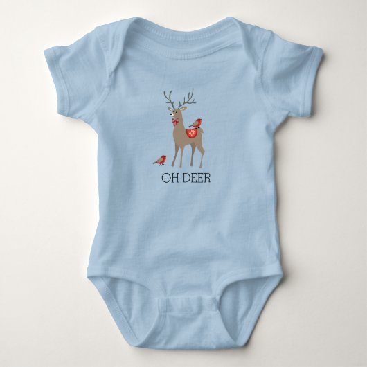 OH DEER - Kute Kerstmis en Birds-feestdag Romper (Voorkant)