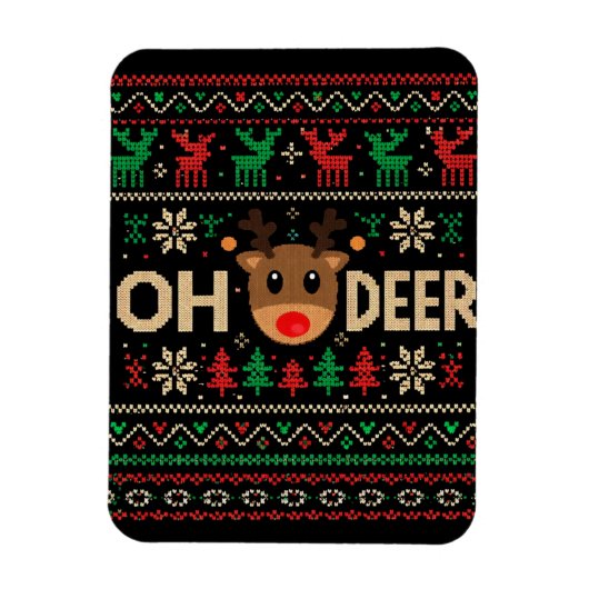 Oh Deer Lelijk Kersttrui Puzzel Magneet (Verticaal)