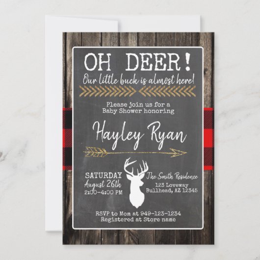 OH Deer. Little Buck Buffalo Play Baby shower Kaart (Voorkant)