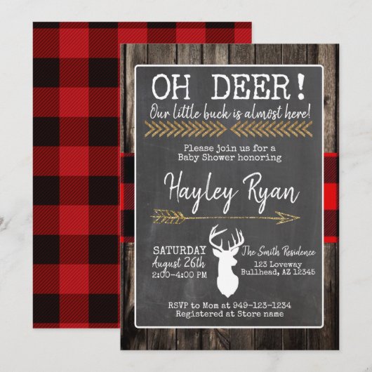 OH Deer. Little Buck Buffalo Play Baby shower Kaart (Voorkant / Achterkant)