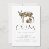 Oh Deer mama en Fawn Blue Boy Baby shower Kaart (Voorkant)