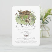 Oh Deer mama en Fawn Floral Boy Baby shower Kaart (Staand voorkant)