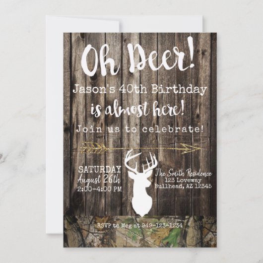 Oh Deer! Mannen jagen Camo achtergrond Birthday Kaart (Voorkant)
