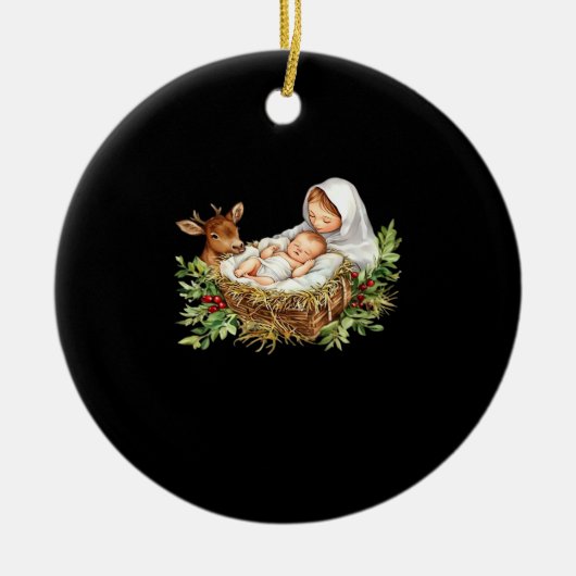 Oh Deer Mary Nativity Scene Christmas Jesus  Keramisch Ornament (Voorkant)