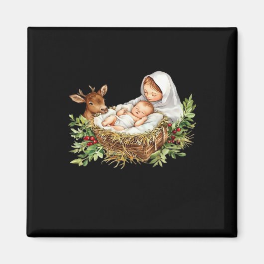 Oh Deer Mary Nativity Scene Christmas Jesus   Magneet (Voorkant)