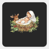 Oh Deer Mary Nativity Scene Christmas Jesus   Vierkante Sticker (Voorkant)