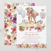 Oh Deer Meisje Baby shower Kaart (Voorkant / Achterkant)