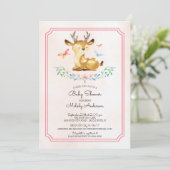 Oh Deer Meisjes Baby shower Baby Uitnodiging (Staand voorkant)