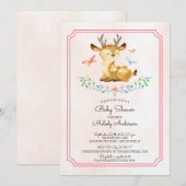 Oh Deer Meisjes Baby shower Baby Uitnodiging (Voorkant / Achterkant)