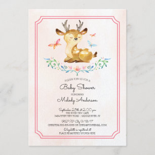 Oh Deer Meisjes Baby shower Baby Uitnodiging