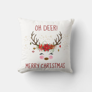 Oh Deer Merry Kerstmis Reindeer Pillow Kussen