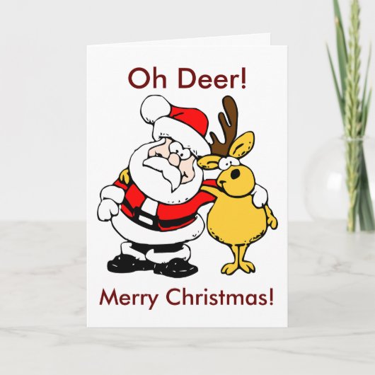 Oh Deer Merry Santa Reindeer Pals BFF Feestdagen Kaart (Voorkant)