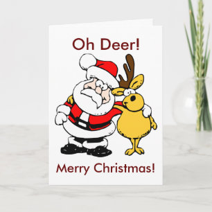 Oh Deer Merry Santa Reindeer Pals BFF Feestdagen Kaart