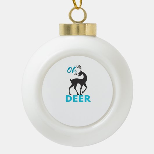 Oh Deer Minimaal Design Keramische Bal Ornament (Voorkant)