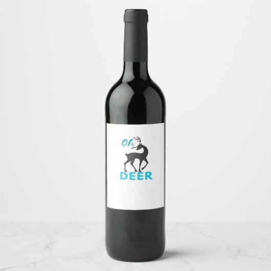 Oh Deer Minimaal Design Wijn Etiket (Voorkant)