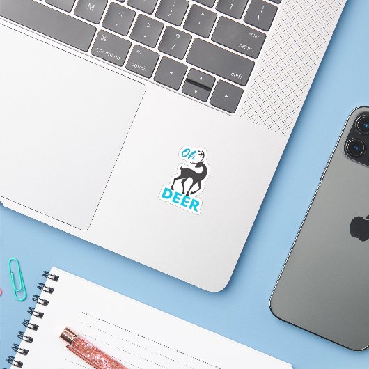 Oh Deer Minimal Design  Sticker (Laptop met iPhone)