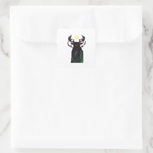 Oh Deer Minimal Design  Vierkante Sticker (Tas)
