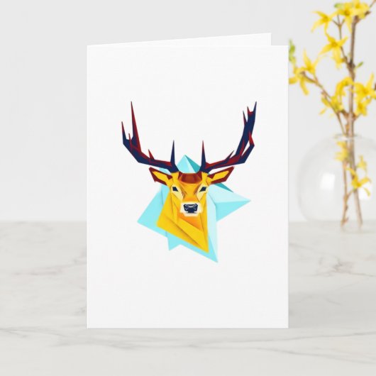 Oh Deer Minimal Rustic Style Folded Greeting Card Kaart (Gele Bloem)