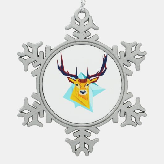 Oh Deer Minimal Rustic Style Tin Sneeuwvlok Ornament (Voorkant)