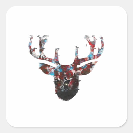 Oh Deer Minimal Style  Vierkante Sticker (Voorkant)