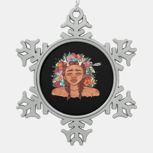 Oh Deer Modern Aesthetic  Tin Sneeuwvlok Ornament (Voorkant)