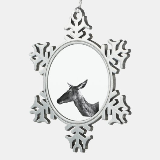 Oh Deer Modern Aesthetic Vibe Tin Sneeuwvlok Ornament (Rechts)