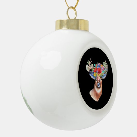 Oh Deer Modern Artistic Style  Keramische Bal Ornament (Links)