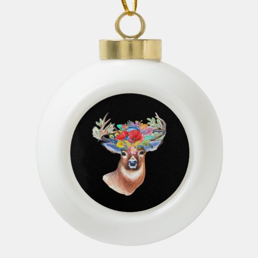 Oh Deer Modern Artistic Style Keramische Bal Ornament (Voorkant)