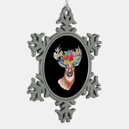 Oh Deer Modern Artistic Style  Tin Sneeuwvlok Ornament (Links)