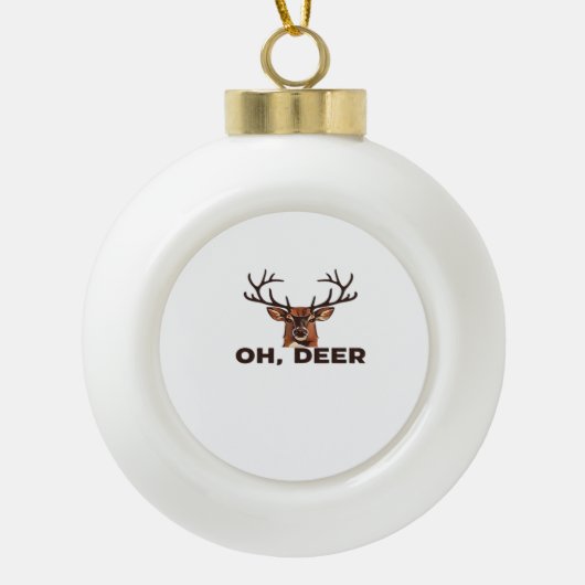Oh Deer Modern Clean Design  Keramische Bal Ornament (Voorkant)