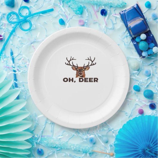 Oh Deer Modern Clean Design Papieren Bordje (Feest)
