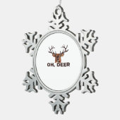 Oh Deer Modern Clean Design  Tin Sneeuwvlok Ornament (Rechts)
