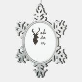 Oh Deer Modern Graphic Style  Tin Sneeuwvlok Ornament (Rechts)