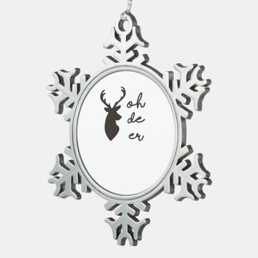 Oh Deer Modern Graphic Style Tin Sneeuwvlok Ornament (Rechts)
