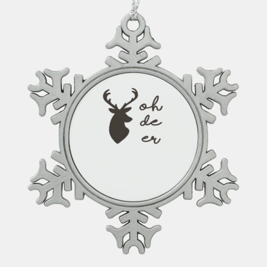 Oh Deer Modern Graphic Style  Tin Sneeuwvlok Ornament (Voorkant)