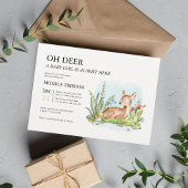 Oh Deer Modern Minimalist Girl Baby shower Kaart