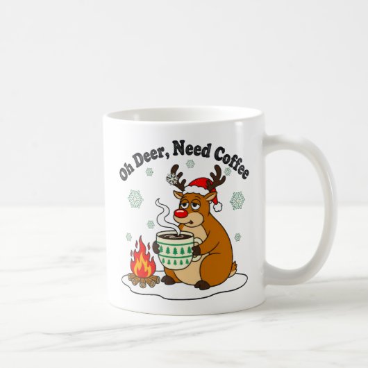 Oh Deer Need Coffee Funny Holiday Art Koffiemok (Rechts)