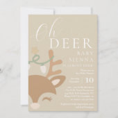 Oh Deer Neutral Christmas Rendier Baby shower Kaart (Voorkant)