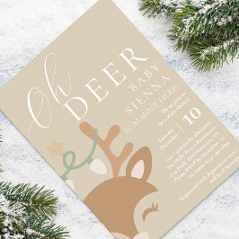 Oh Deer Neutral Christmas Rendier Baby shower Kaart