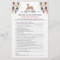 Oh Deer Nursery Rhyme Baby shower Games