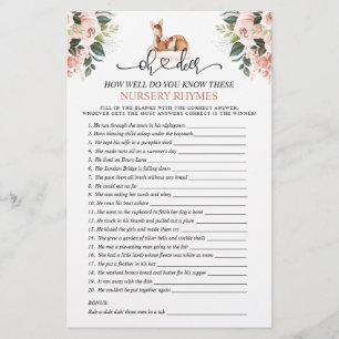 Oh Deer Nursery Rhyme Baby shower Games