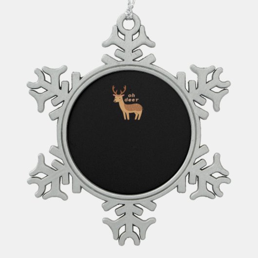 Oh Deer Oh Dear Retro Classic Style Tin Sneeuwvlok Ornament (Voorkant)