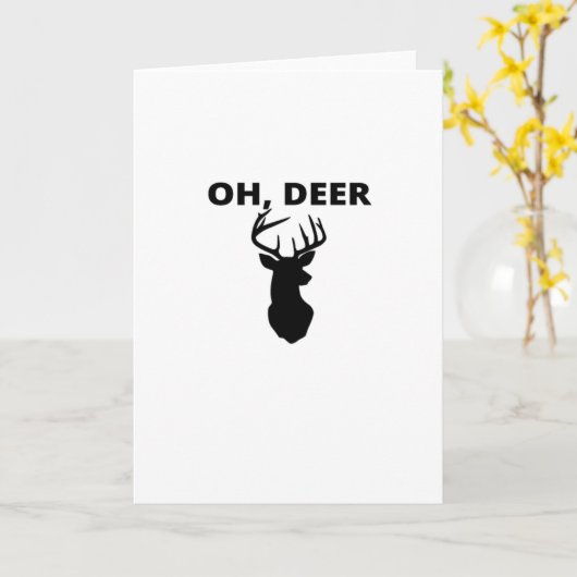 Oh Deer Oh Dear Whimsical Art Folded Greeting Card Kaart (Gele Bloem)