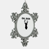 Oh Deer Oh Dear Whimsical Art Style Tin Sneeuwvlok Ornament (Links)