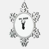 Oh Deer Oh Dear Whimsical Art Style Tin Sneeuwvlok Ornament (Rechts)
