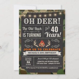 Oh Deer Old Buck Camo Birthday Uitnodiging