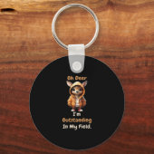 Oh Deer Outstanding In My Field Funny HumoKeychain Sleutelhanger (Voorkant)